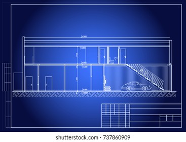 Blueprint of car service, repair facility, office. Vector