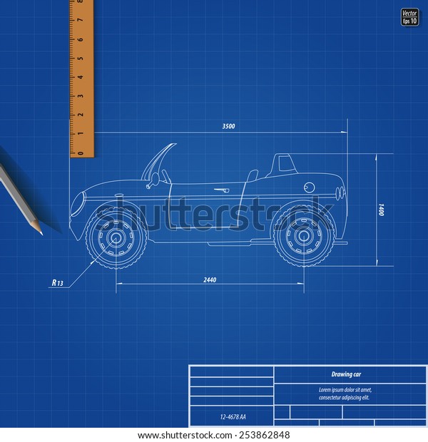 Blueprint\
cars for children, Vector illustration eps\
10