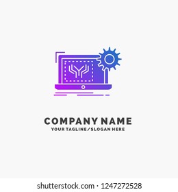 Blueprint, circuit, electronics, engineering, hardware Purple Business Logo Template. Place for Tagline.