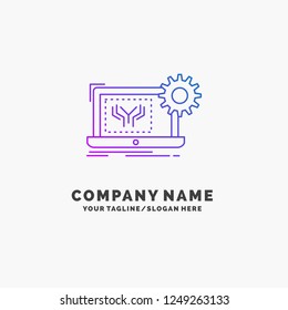 Blueprint, circuit, electronics, engineering, hardware Purple Business Logo Template. Place for Tagline