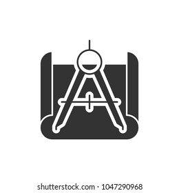 Blueprint with compass icon