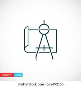 Blueprint with Compass icon, Vector EPS 10 illustration style