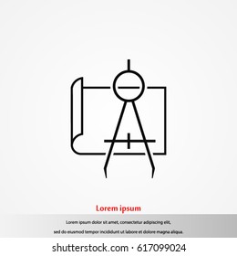 Blueprint with Compass icon, Vector EPS 10 illustration style
