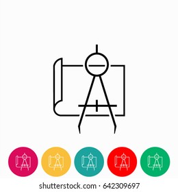 Blueprint with Compass icon, Vector EPS 10 illustration style