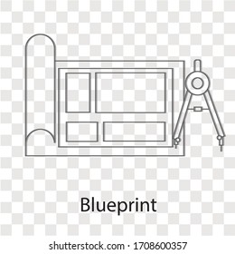 Blueprint concept on transparency background. Creative idea design. Flat vector illustration for template, brochure or presentation.