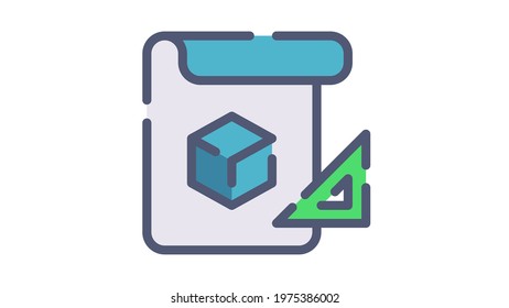 blueprint concept plan single isolated icon with flat dash or dashed style