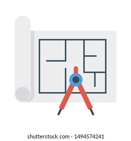 blueprint for construction drawing flat icon