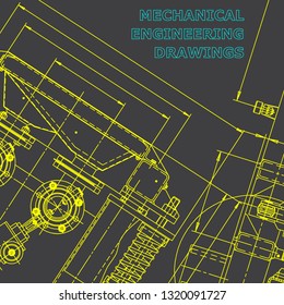Blueprint. Corporate Identity. Vector engineering illustration. Computer aided design systems. Instrument-making drawings. Gray