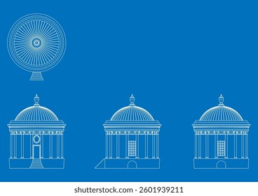 Blueprint Design of Classical Architecture Mussenden Temple