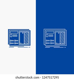 Blueprint, design, drawing, plan, prototype Line and Glyph web Button in Blue color Vertical Banner for UI and UX, website or mobile application