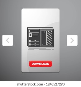 Blueprint, design, drawing, plan, prototype Glyph Icon in Carousal Pagination Slider Design & Red Download Button