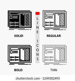 Blueprint, design, drawing, plan, prototype Icon in Thin, Regular, Bold Line and Glyph Style. Vector illustration