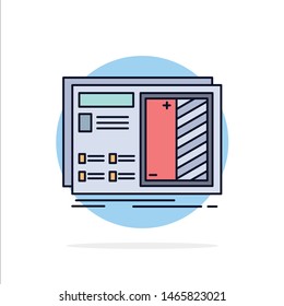 Blueprint, design, drawing, plan, prototype Flat Color Icon Vector. Vector Icon Template background
