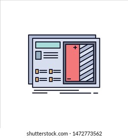Blueprint, design, drawing, plan, prototype Flat Color Icon Vector