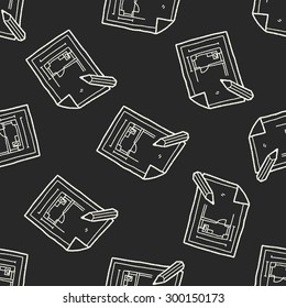 blueprint doodle seamless pattern background