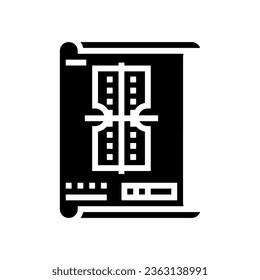 diseño de planos de diseño mecánico ingeniero glifo vector de icono. signo de ingeniero mecánico de diseño de planos. ilustración de símbolo aislado