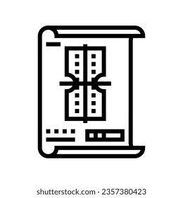 blueprint drafting mechanical engineer line icon vector. blueprint drafting mechanical engineer sign. isolated contour symbol black illustration