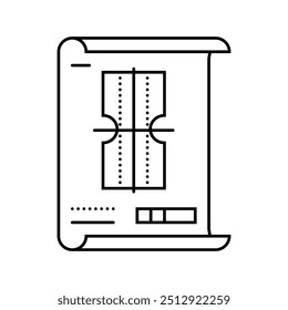 projeto desenho mecânico engenheiro linha ícone vetor. projeto desenho mecânico engenheiro sinal. isolado contorno símbolo ilustração preta