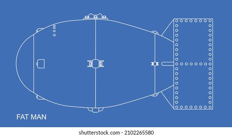 Blueprint drawing of the atomic bomb code named Fat Man