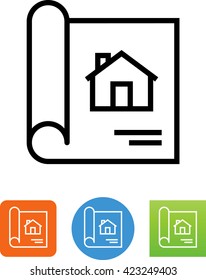 Blueprint drawing with home icon
