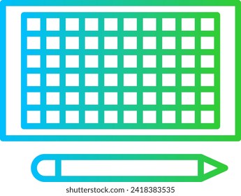 Blueprint engineering icon with blue and green gradient outline style. blueprint, drawing, technology, architecture, sketch, blue, construction. Vector Illustration