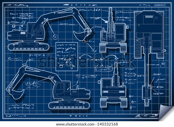 Blueprint Excavator Vehicle Machinery Blue
Project Heavy Mining Build Machine Parts. Blueprint Machinery
Vector 3D
illustration