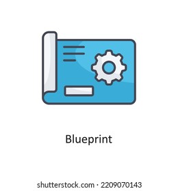 Blueprint Filled OutlineVektorsymbol Design-Illustration auf weißem Hintergrund. EPS10-Datei