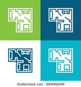 Plano de diseño plano de cuatro colores conjunto de iconos mínimo