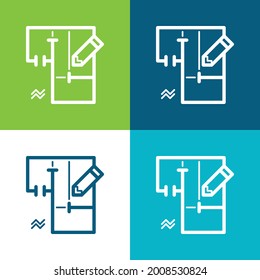 Blueprint Vier-Farben-Minimal-Icon-Set