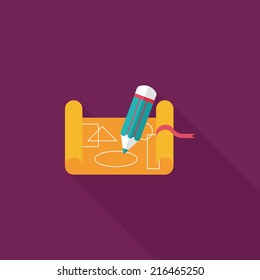 blueprint flat icon with long shadow,eps10