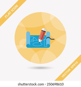 blueprint flat icon with long shadow,eps10