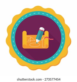 blueprint flat icon with long shadow,eps10
