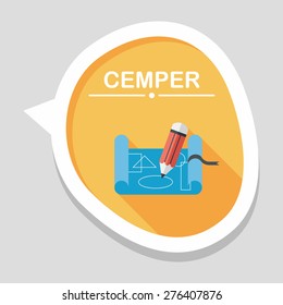 blueprint flat icon with long shadow,eps10