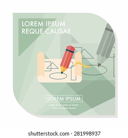 blueprint flat icon with long shadow,eps10