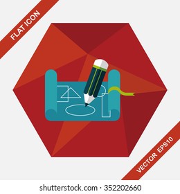 blueprint flat icon with long shadow,eps10