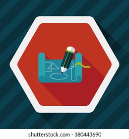 blueprint flat icon with long shadow,eps10