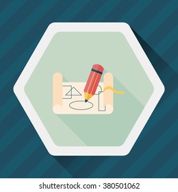 blueprint flat icon with long shadow,eps10