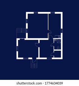 Blueprint floor plan of a modern apartment.  Vector blueprint. Architectural background.