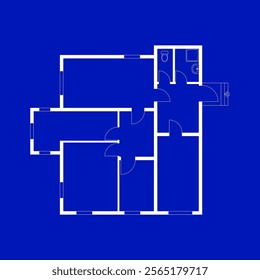 Blueprint floor plan of a modern apartment. Vector Illustration. Architectural  background.