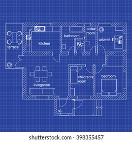 blueprint floor plan modern apartment on stock vector royalty free 398355457 shutterstock