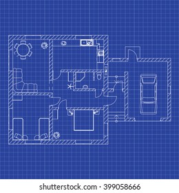 Blueprint Floor Plan Modern Apartment On Stock Vector (Royalty Free ...