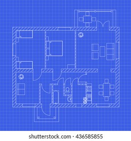 Blueprint Floor Plan Modern Apartment On Stock Vector (Royalty Free ...