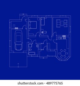Blueprint floor plan of a modern apartment. Architectural vector Illustration.