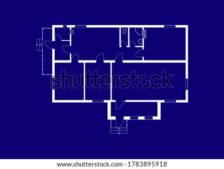 Blueprint floor plan of a modern apartment.  Vector blueprint. Architectural background.