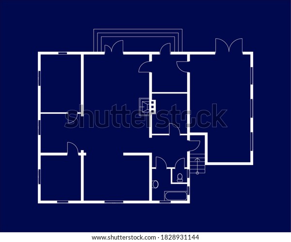 Blueprint Floor Plan Modern Apartment Vector Stock Vector (royalty Free 