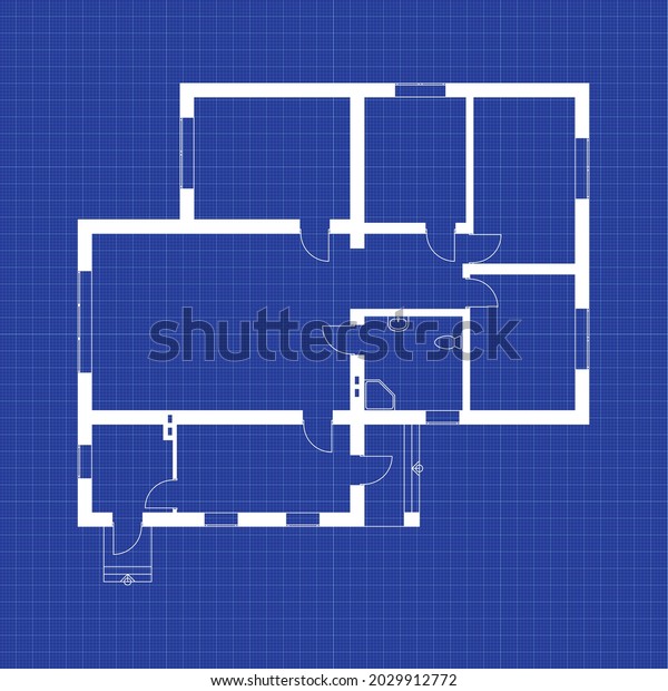 Blueprint Floor Plan Modern Apartment On Stock Vector (Royalty Free ...