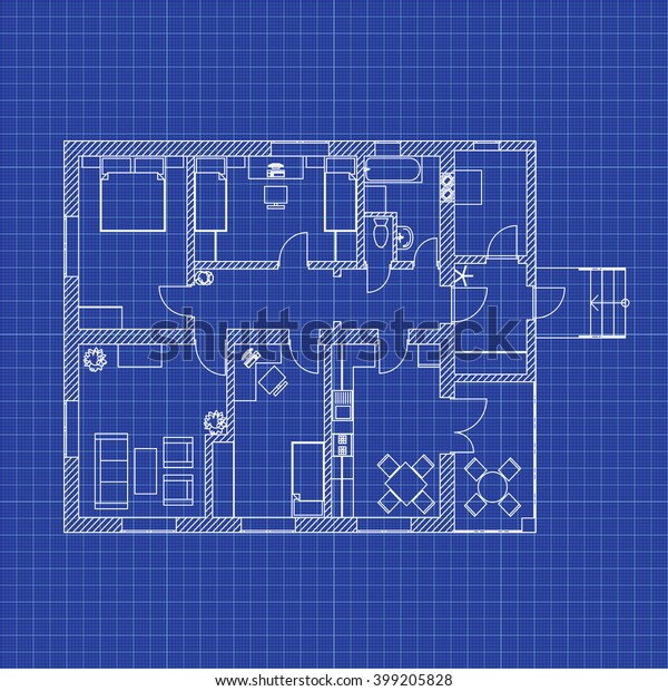 Blueprint Floor Plan Modern Apartment On Stock Vector (Royalty Free ...