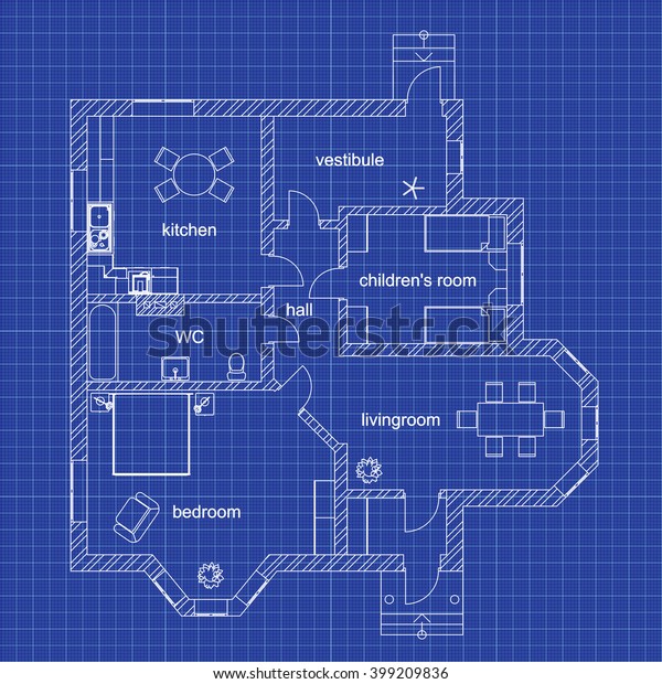 blueprint floor plan modern apartment on stock vector royalty free 399209836 shutterstock