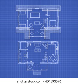 Blueprint Floor Plans Modern Apartment Vector Stock Vector (Royalty ...