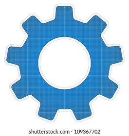 Blueprint gear icon, vector eps10 illustration